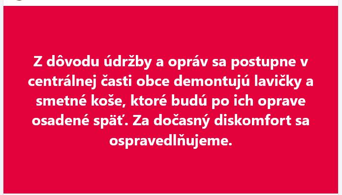 oprava lavičiek a smetných košov v obci