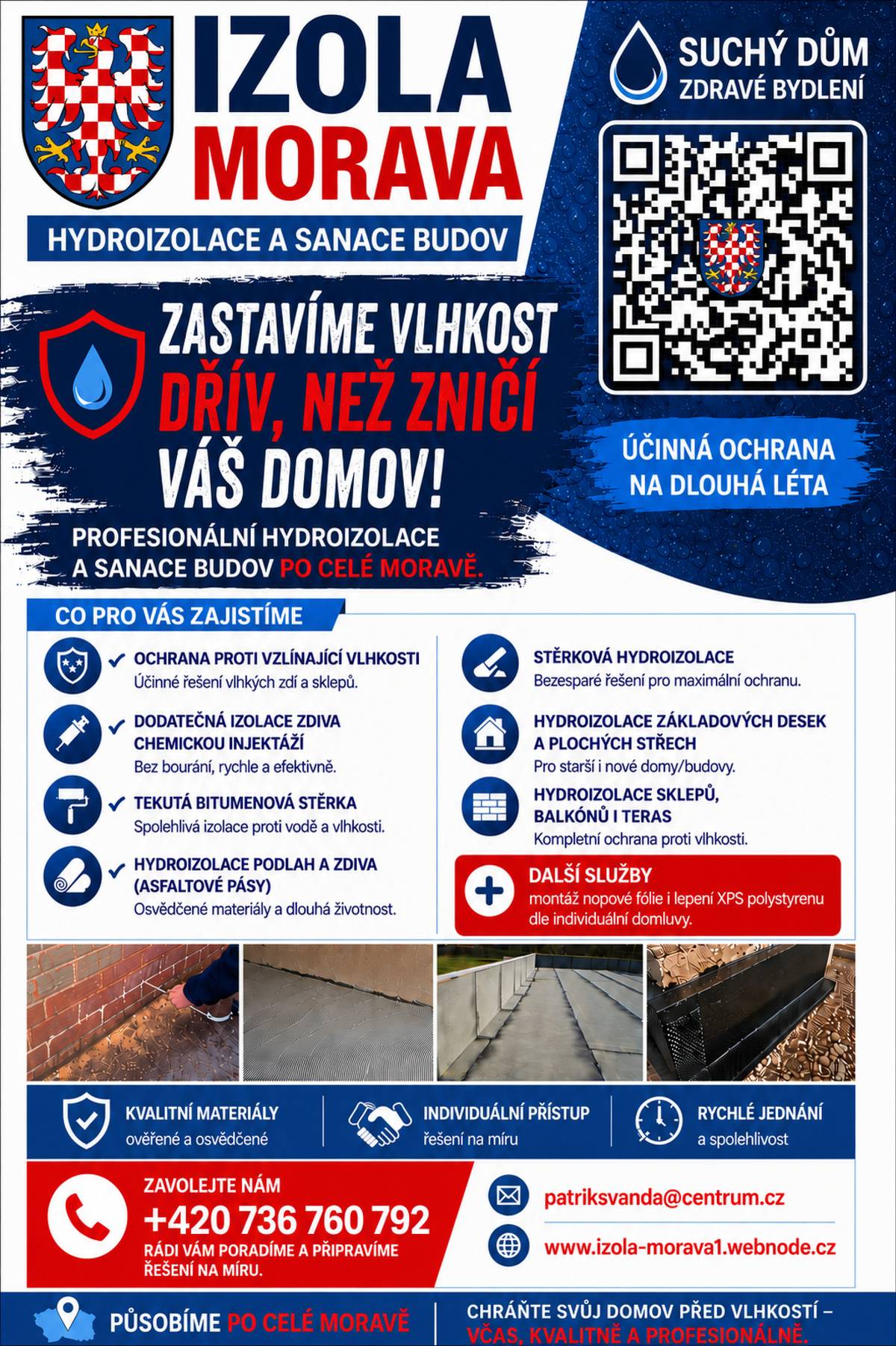 abídka služeb rodinné firmy IZOLA MORAVA.