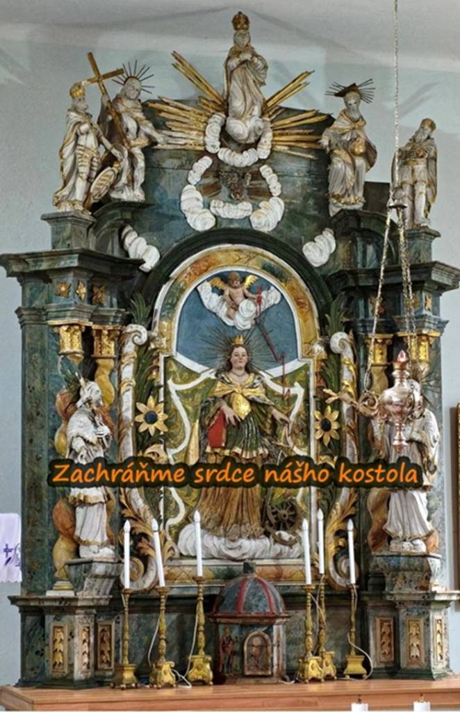 Prosíme o dobrovoľnú podporu pre záchranu hlavného oltára sv. Kataríny Alexandrijskej v kostole v Pribyline. Tento oltár, zapísaný v Ústrednom zozname pamiatkového fondu SR, potrebuje odbornú obnovu, aby sme túto vzácnu pamiatku zachovali pre budúce generácie.