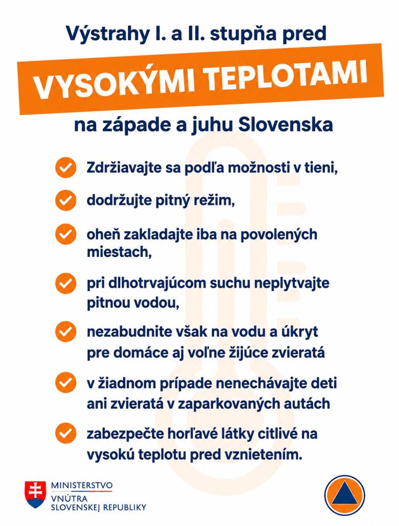 Vysoké teploty II. a III. stupeň meteorologických výstrah