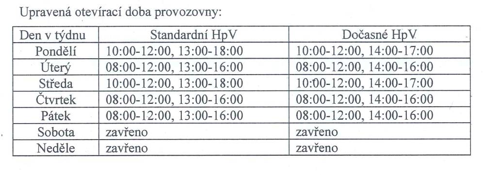 Upozorňujeme na dočasně zkrácenou otevírací dobu pobočky České pošty v Čerčanech z provozních důvodů od 29. 6. do 19. 7. 2026. Podrobný rozpis otevíracích hodin naleznete v přiložené tabulce. Děkujeme za pochopení.