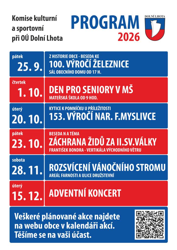 Program akcí na období září - prosinec 2026.