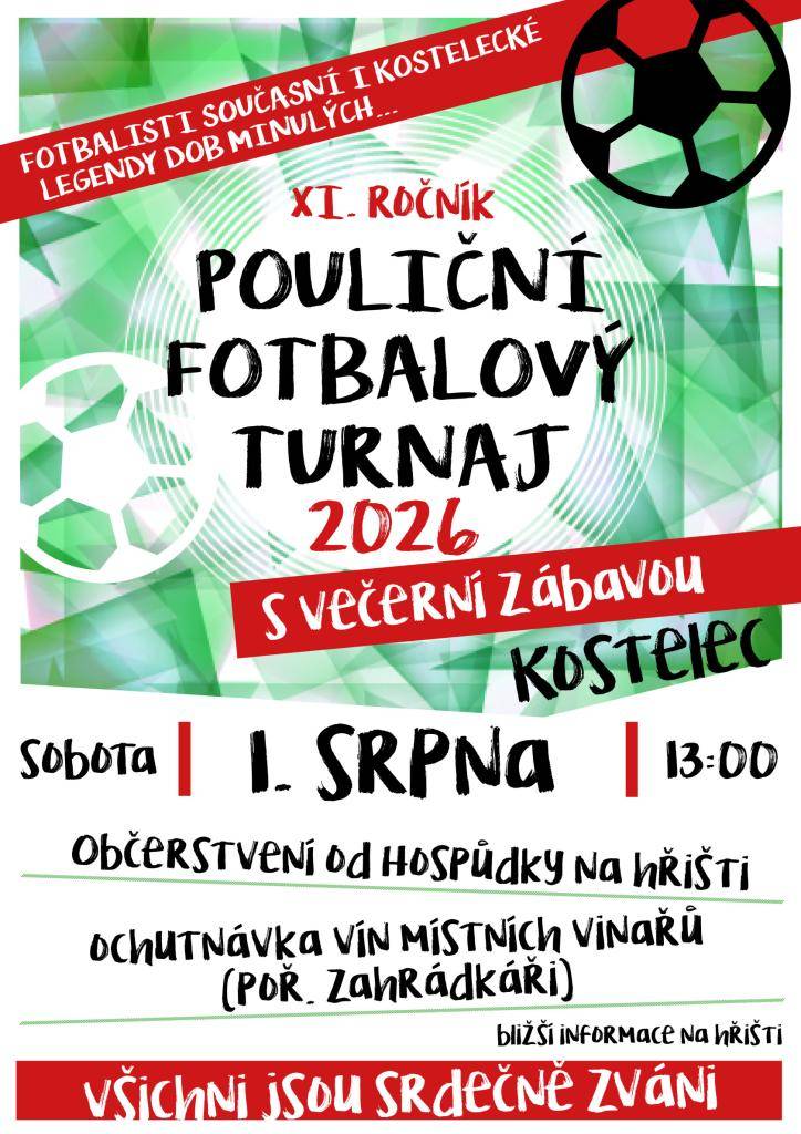 POULIČNÍ FOTBALOVÝ TURNAJ 2026 - 1.8.2026