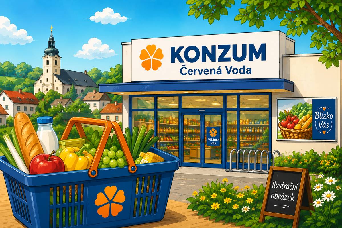 KONZUM Červená Voda ozanamuje, že ve středu 8. 7. 2026 bude prodejna otevřena od 7 -16 hod. Ve čtvrtek 9. 7. a v pátek 10. 7. 2026 bude prodejna UZAVŘENA.