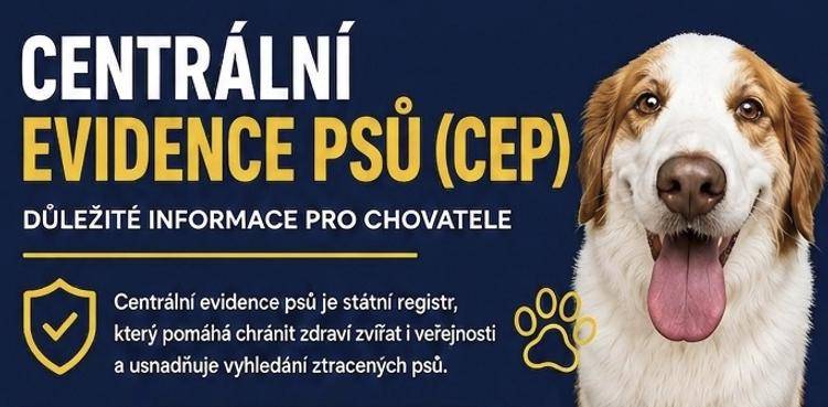 Od 1. července 2026 je v ČR povinné registrovat všechny psy do Centrální evidence psů, jinak hrozí pokuta až 50 tisíc korun pro fyzické osoby a až 300 tisíc pro právnické osoby. Co je Centrální evidence psů Centrální evidence psů (CEP) je jediný oficiální registr psů v ČR, zřízený zákonem č. 166/1999 Sb., o veterinární péči. … Více