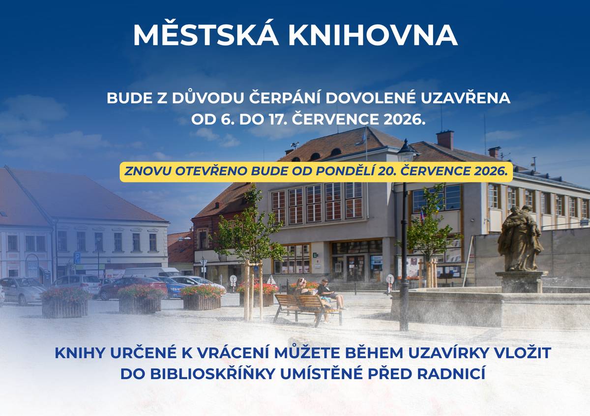 Byly nalezeny stravenky. Majitel si je může vyzvednout v městské knihovně. Zároveň připomínáme, že městská knihovna bude z důvodu čerpání dovolené uzavřena od 6. 7. do 17. 7. 2026. Děkujeme za pochopení.