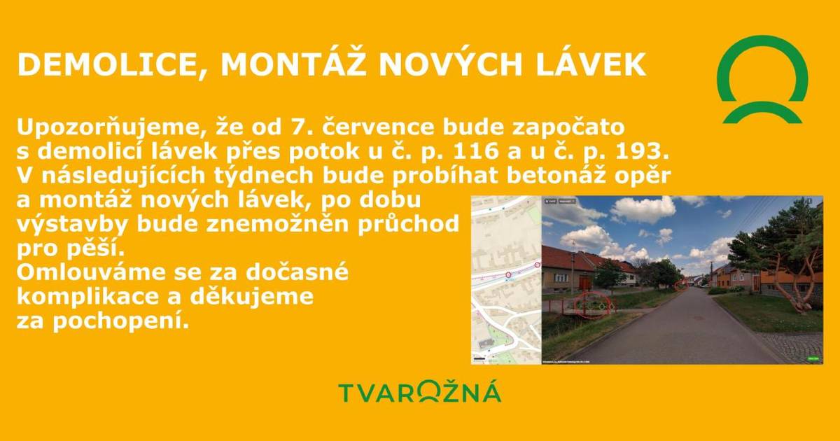 bude probíhat od 7. července u č. p. 116 a u č. p. 193.