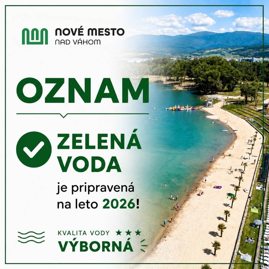 Regionálny úrad verejného zdravotníctva so sídlom v Trenčíne zverejnil výsledky pravidelného monitoringu kvality vody na prírodnom kúpalisku Zelená voda – pláž Beach Bar. Všetky sledované mikrobiologické ukazovatele spĺňajú požiadavky platnej legislatívy a kvalita vody je vyhovujúca na kúpanie. Rozbory zároveň potvrdili priaznivé fyzikálno-chemické parametre vody. Vizuálne hodnotenie prírodného znečistenia bolo zaradené do I. kategórie, čo predstavuje najlepšie hodnotenie v rámci monitoringu.  Ak sa počas horúcich dní chystáte na Zelenú vodu, môžete si oddych pri vode užiť s vedomím, že kvalita vody je pravidelne kontrolovaná a aktuálne výsledky potvrdzujú jej vhodnosť na rekreačné kúpanie. Prajeme vám krásne, bezpečné a príjemné leto na Zelenej vode! Prtotokol o skúškach nájdete na webe mesta:  KVALITA VODY ZELENÁ VODA | www.nove-mesto.sk
