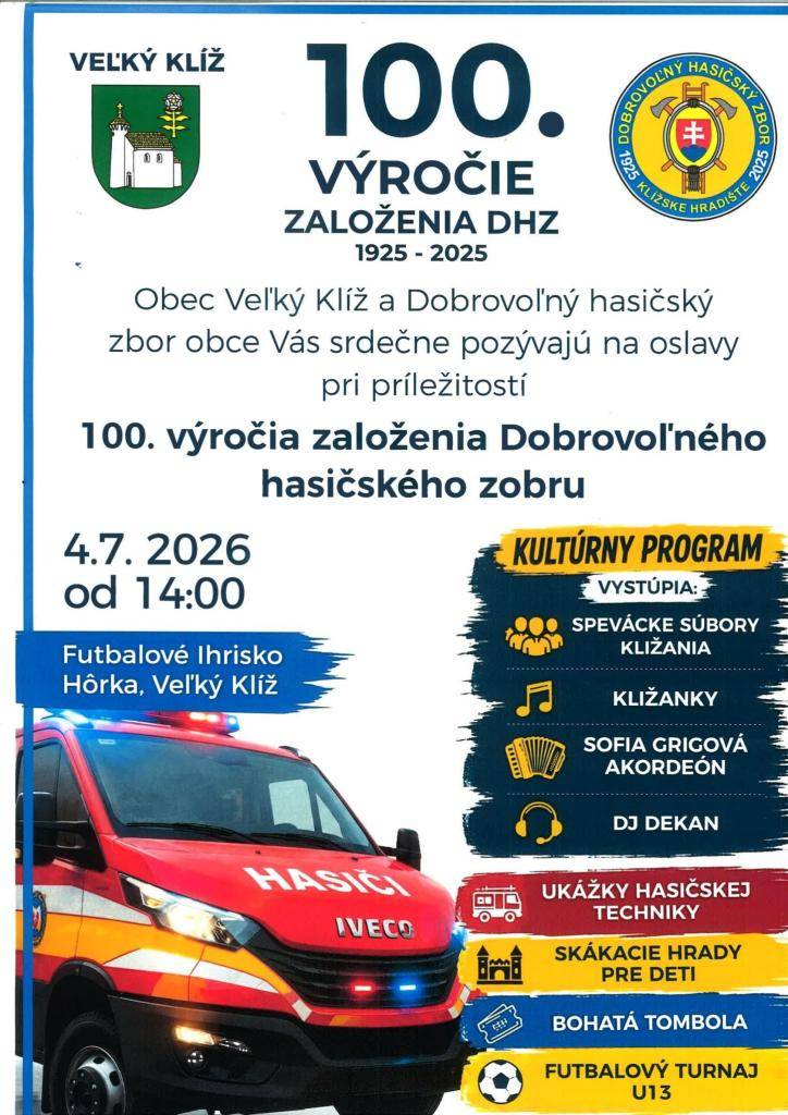 100. výročie DHZ Veľký Klíž