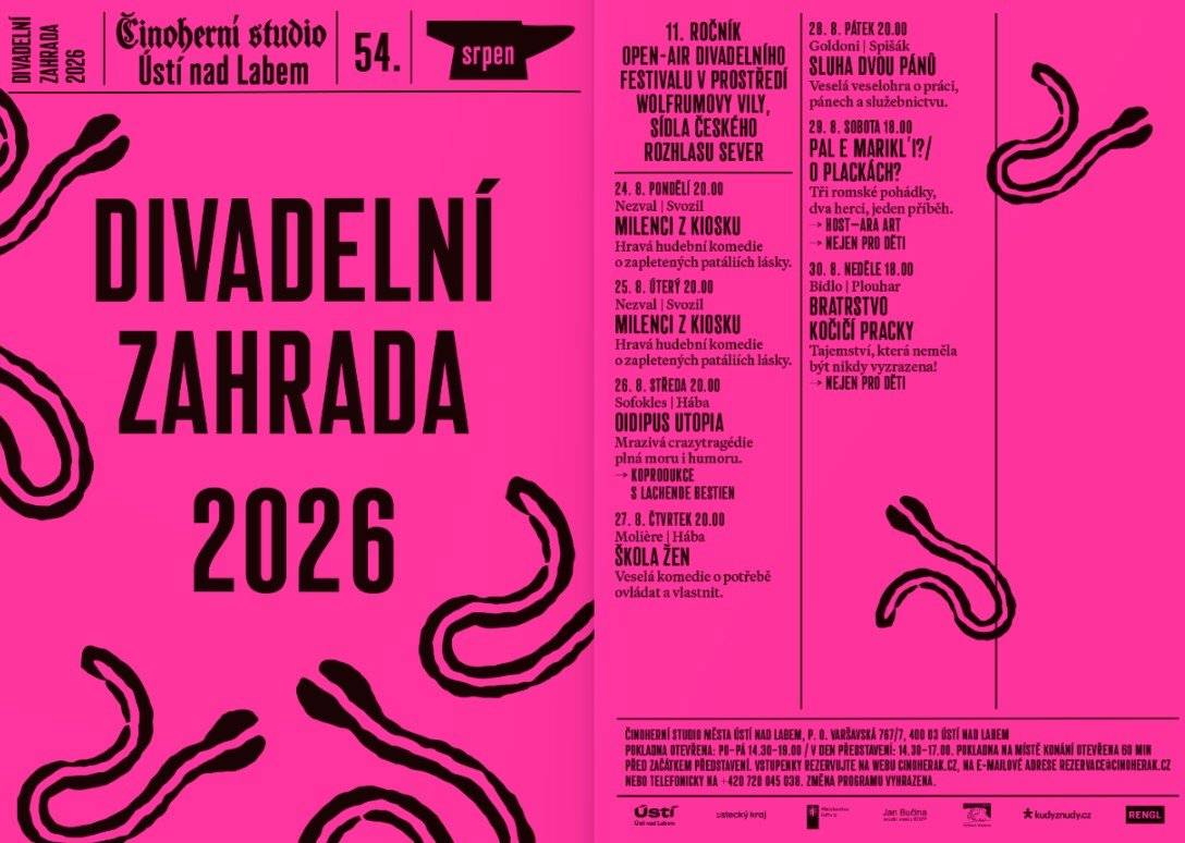 V nabídce najdete divadlo pod širým nebem, filmové promítání, pohádky, výstavy a spoustu dalšího.  ✅ Činoherní studio ✅ Kulturní středisko města Ústí nad Labem ✅ Oblastní muzeum v Ústí nad Labem