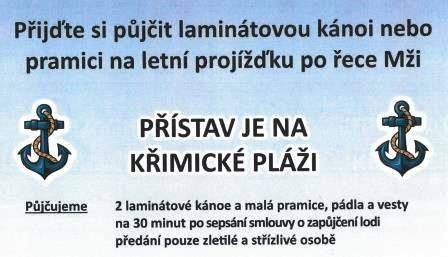 Půjčovna lodí na křimické pláži bude opět od 1.7.2026 v provozu