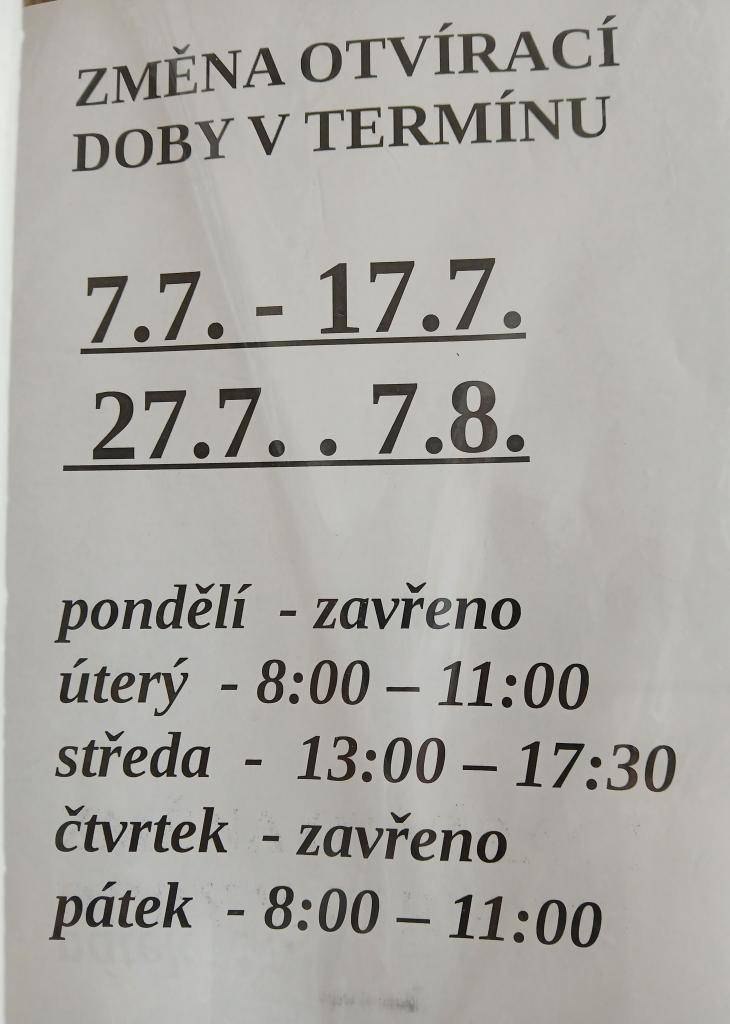 Pošta Partner v obci Chlumín oznámila, že v letních měsících dojde k omezenému provozu.