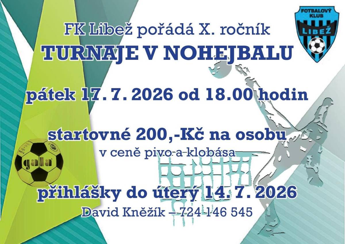 pátek 17.7. od 18.00 hodin  přihlášky do 14.7. na tel.č. 724 146 545  startovné 200,-Kč (v ceně pivo a klobása)