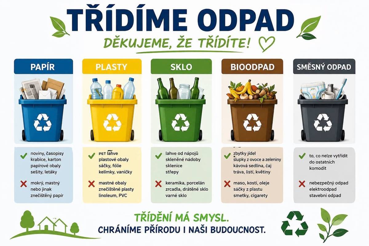 Vážení spoluobčané, jsme velmi rádi, že se nám všem velice dobře daří třídit odpad. Ale protože se nám v téměř každém svozu odpadu objevují nulové váhy, chceme vás upozornit, že není nutné velmi malé množství komunálního odpadu dávat k vyvážení. Vůz technických služeb nezváží odpad do jednoho až dvou kil, ale tento vývoz je i tak zpoplatněn. Poplatek za vývoz jednotlivých popelnic platí Obec. Všechny placené úkony při svozu komunálního odpadu mohou ovlivnit výši poplatku za svoz odpadu pro příští rok. A naopak, ušetřené peníze může Obec v budoucnu investovat jinde. Mysleme na to při příštích svozech. Děkujeme.