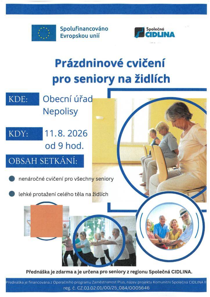 Společná CIDLINA zve seniory na společné cvičení.