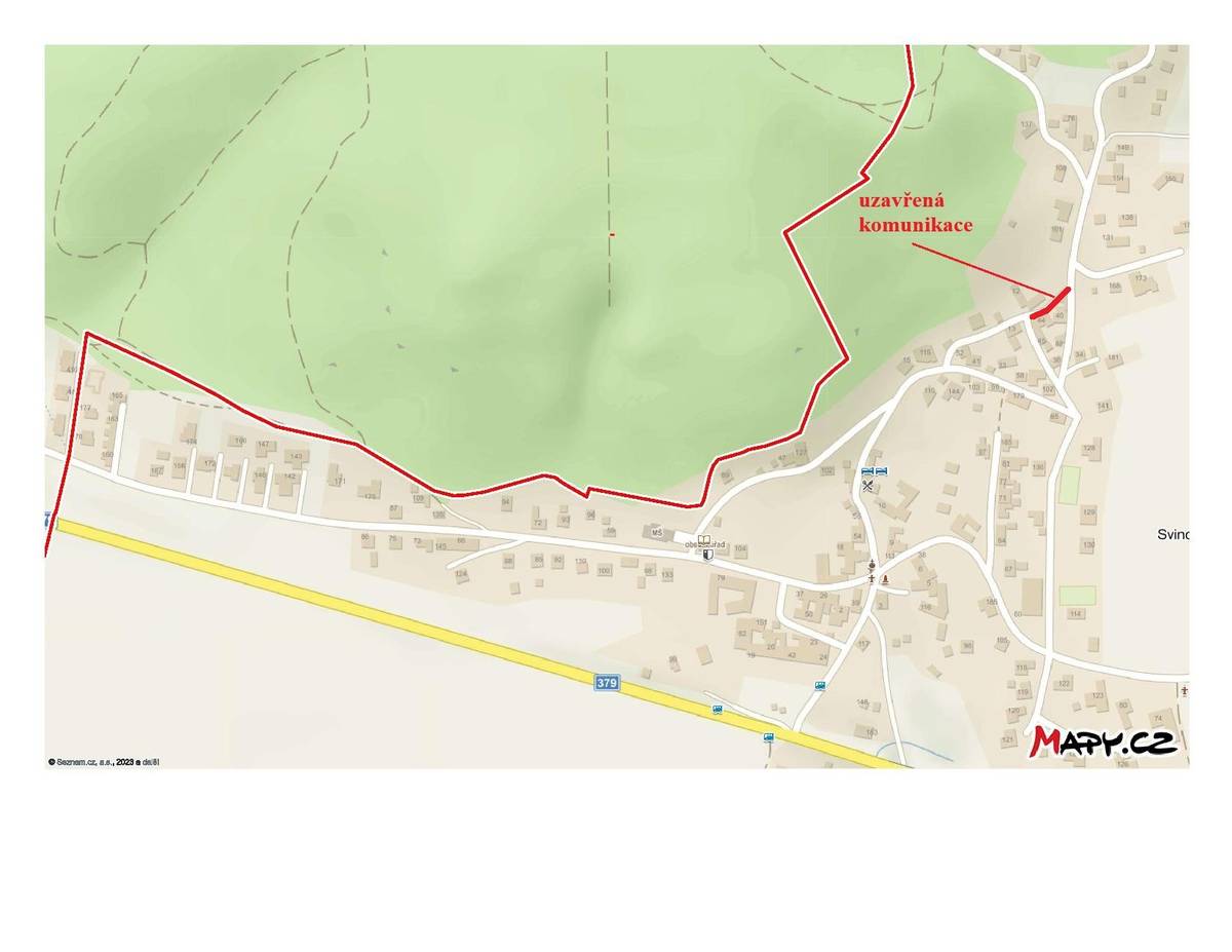 Dobrý den, ve středu jsem rozesílal infomaci o uzavírce komunikace. Z technických důvodů se uzavírka mění a to na uzavření boční ulice viz mapka. Tato uzavírka je z důvodu výměny střechy na nemovitosti čp 44. Uzavírka bude od dnešního poledne po dobu výměny střechy. Josef Hemzal, starosta
