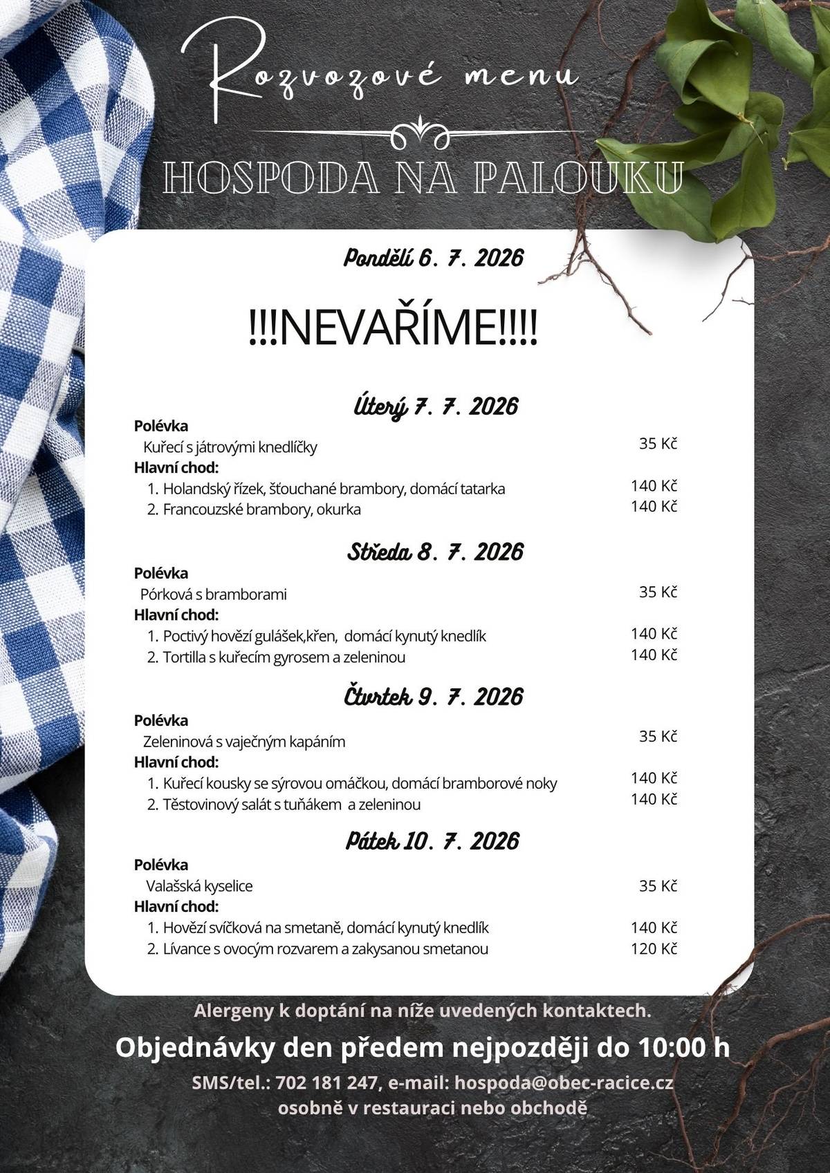 Rozvozové menu: