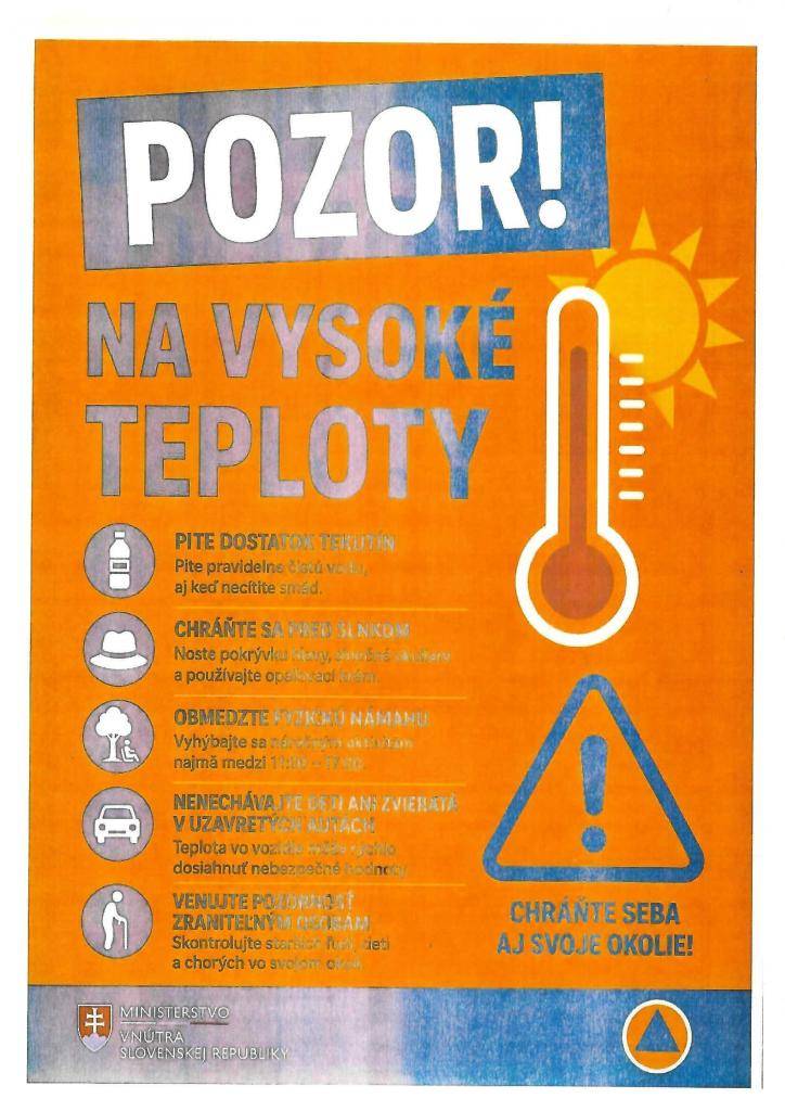 Výstrahy I.a II.stupňa pred vysokými teplotami!