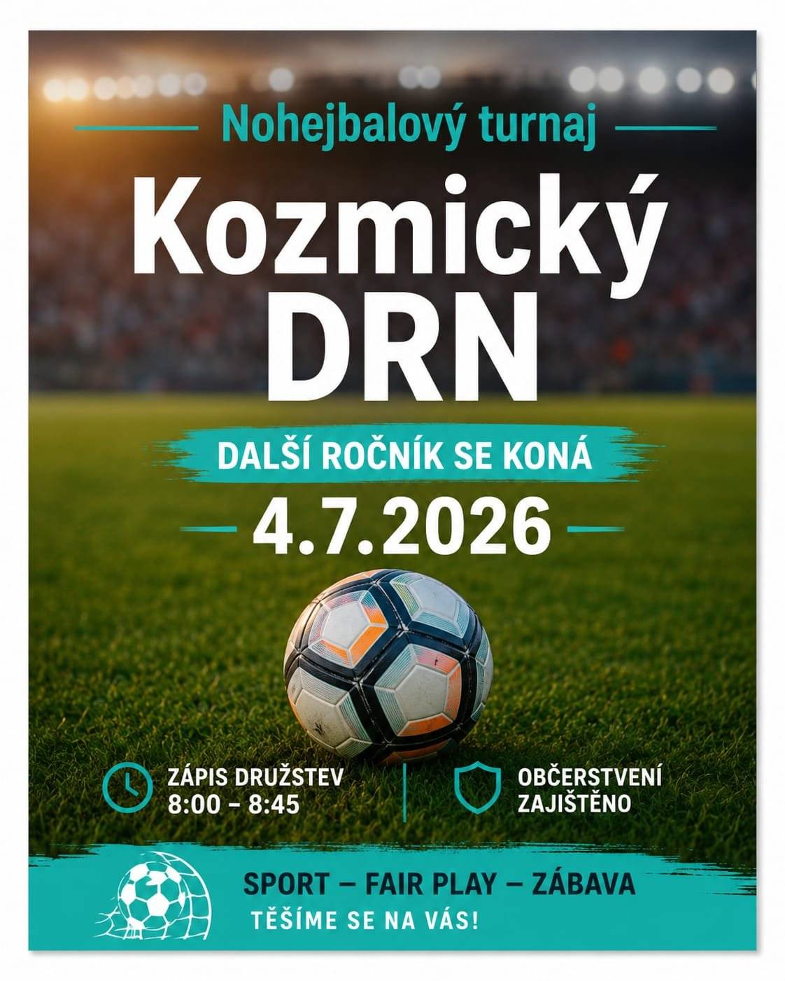 Zastavte se u sousedů v Kozmicích hrát nohejnal nebo jen tak fandit, v sobotu 4.července 2026.