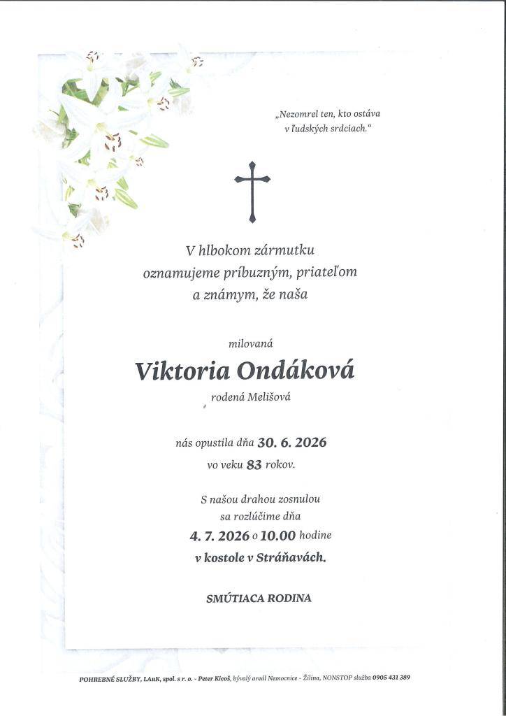 Oznámenie o poslednej rozlúčke