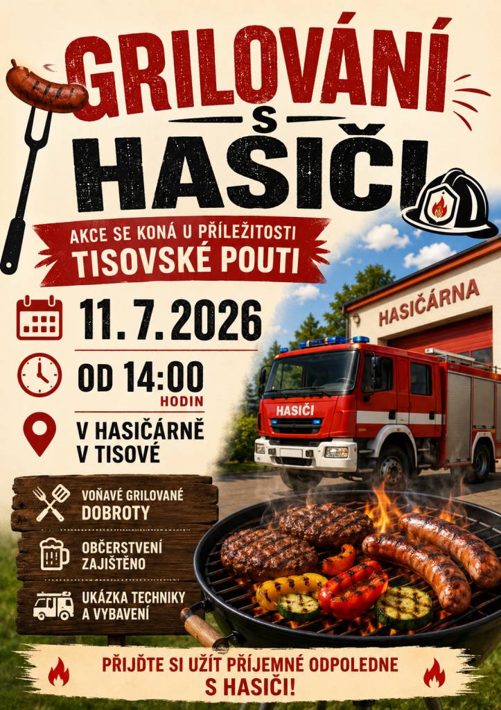 SDH Tisová zve na tradiční grilování s hasiči dne 11.7.2026