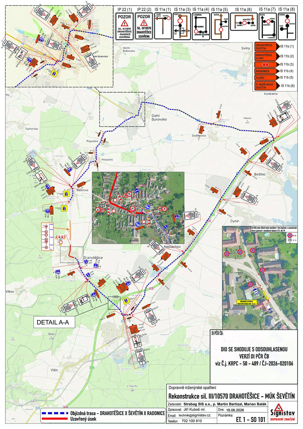 Upozorňujeme občany na úplnou uzavírku silnice ve směru na Drahotěšice v termínu od 07.07.2026 do 30.09.2026. Uzavírka bude probíhat postupně ve třech etapách. Objízdná trasa povede přes Dolní Bukovsko. Věnujte zvýšenou pozornost dopravnímu značení.