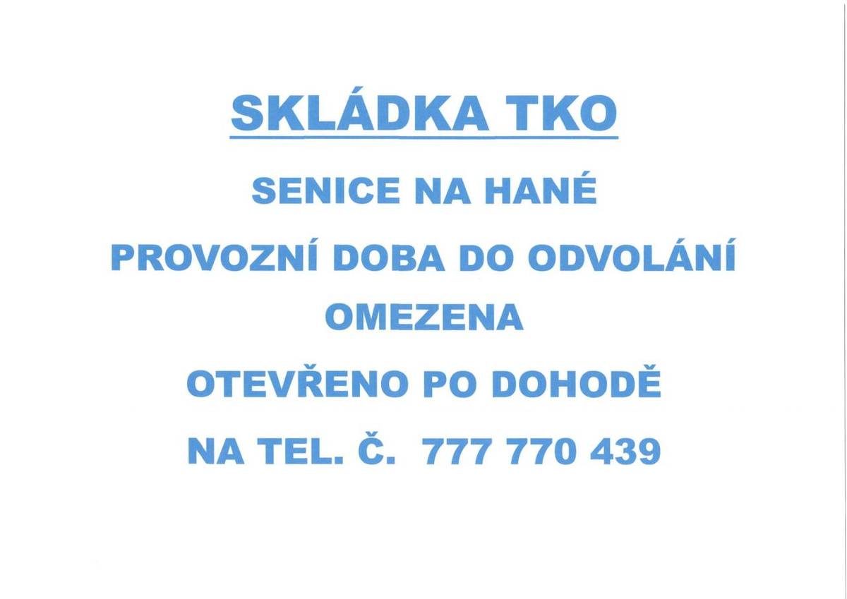 Provoz skládky TKO Senice na Hané