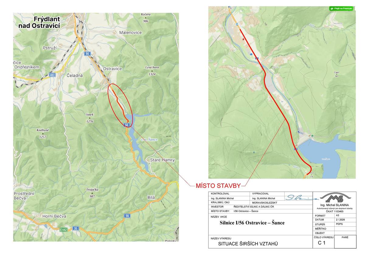 V úterý 7. 7. 2026 začíná plánovaná oprava silnice I/56 mezi Ostravicí a vodní nádrží Šance. Rekonstrukce zhruba 3,5 km dlouhého úseku potrvá necelý měsíc beze změny směrového nebo šířkového uspořádání komunikace. Po celou dobu prací bude zavedena částečná uzavírka vozovky včetně kyvadlového režimu dopravy jedním jízdním pruhem pro oba směry.