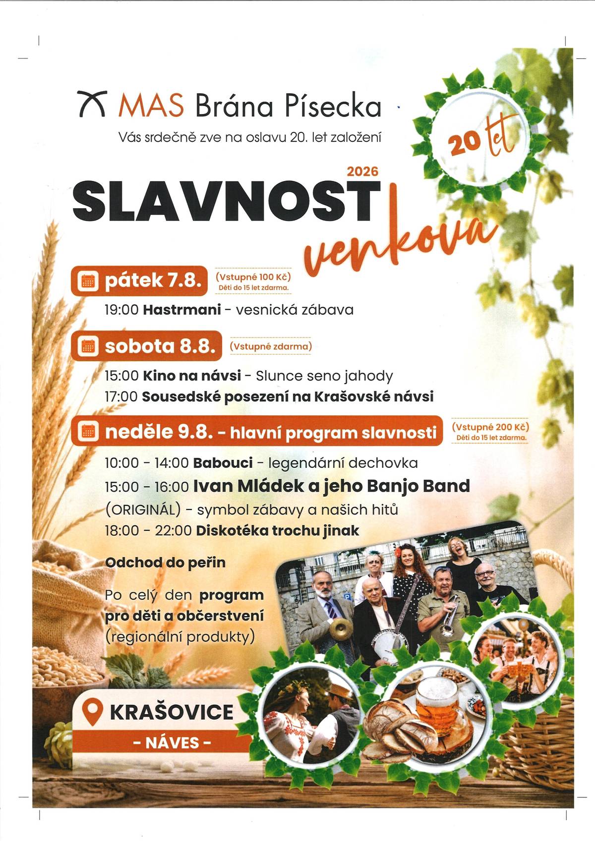 Slavnosti venkova  7. - 9.8. 2026 Krašovice