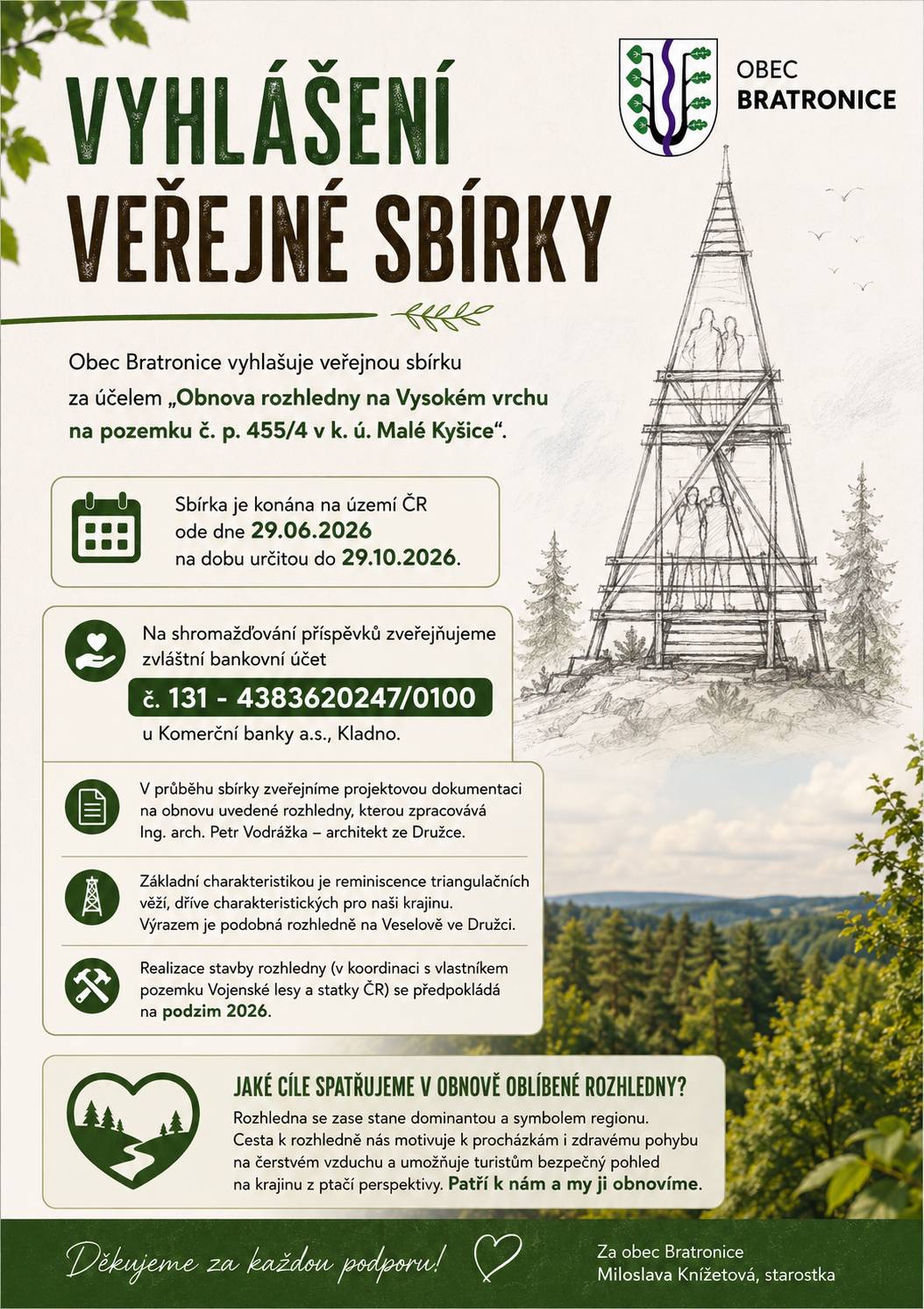 Obnova rozhledny na Vysokém vrchu