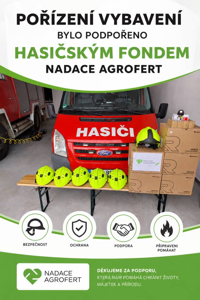 Obec se s radostí hlásí k podpoře, kterou obdržela od Nadace Agrofert na pořízení nového vybavení. Tento krok je důležitý pro zajištění bezpečnosti a ochrany našich obyvatel.