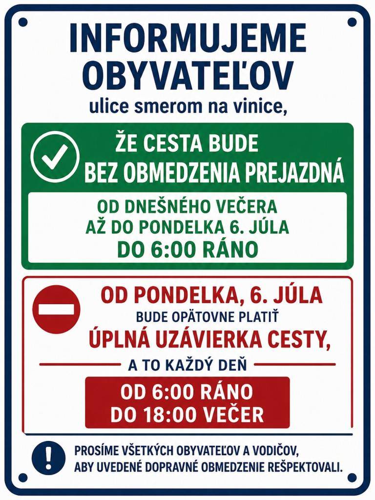 Informácia  Értesítés