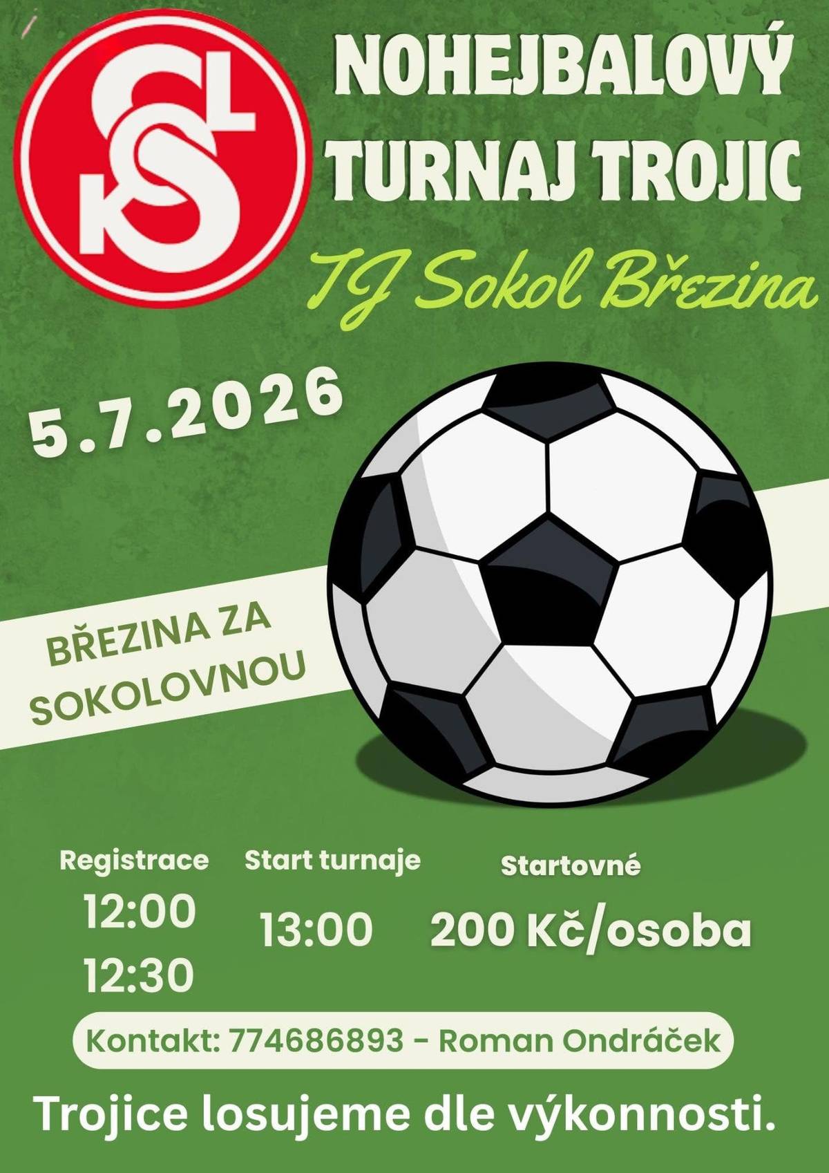 TJ Sokol Březina zve na červencové turnaje v nohejbale a malé kopané ⚽.