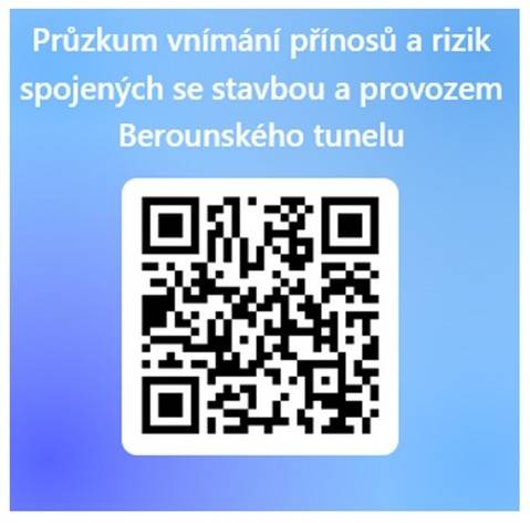 Zapojte se prosím do průzkumu, jak veřejnost vnímá přínosy a rizika spojená se stavbou a provozem želeničního tunelu Praha - Beroun.  Dotazník existuje jen v elektronické podobě a bude otevřen do 31.8.2026.