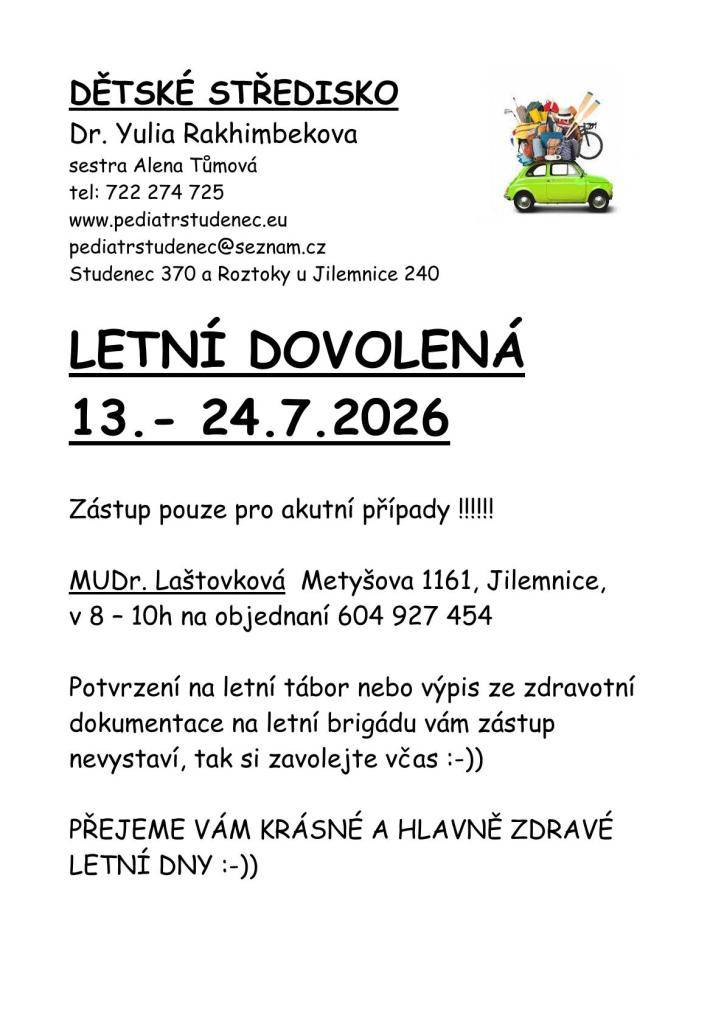 informace k dovolené