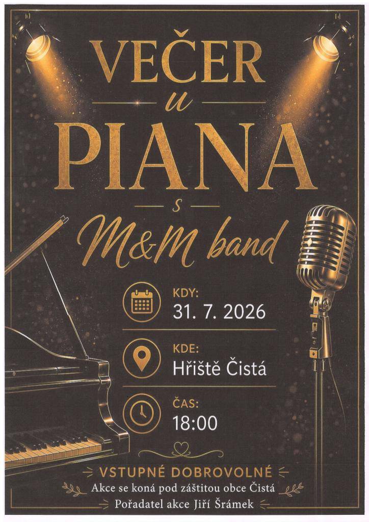 Večer u piana - 31. července od 18 hodin - vstupné dobrovolné