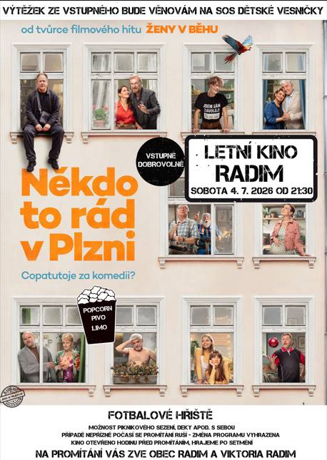 Obec a Viktoria zvou na promítání filmu NĚKDO TO RÁD V PLZNI v sobotu od 21:30. Výtěžek bude věnován na SOS dětské vesničky