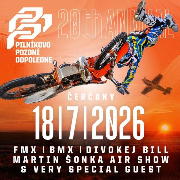 Jubilejní 20. ročník Pilníkova pozdního odpoledne se blíží🏍️✈️!  Už 18. 7. 2026 zažijte báječné odpoledne plné adrenalinu, zábavy a nevšedních zážitků! Vstupenky zakoupíte zde: https://www.ticketportal.cz/event/Pilnikovo-pozdni-odpoledne