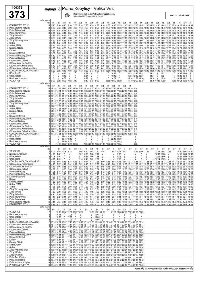 V souvislosti se začátkem prázdnin dochází k úpravě jízdního řádu linky 373 (od 27.6.) a k trvalé změně jízdního řádu linky 657 (od 1.7.).