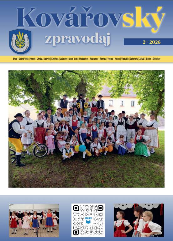 Kovářovský zpravodaj je nyní dostupný online. Distribuce zpravodaje do Vašich domácností bude probíhat v průběhu příštího týdne od 06. 07. do 10. 07. Zpracovatelé zpravodaje se předem omlouvají za případné chyby či nedostatky. Děkujeme za pochopení a přejeme příjemné čtení!