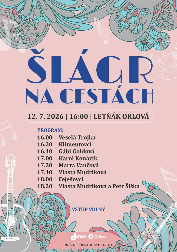 Po roce se vrací oblíbené hudební odpoledne plné známých tváří, krásných melodií a skvělé atmosféry. Šlágr na cestách proběhne v neděli 12. července v letním kině a program v 16 hodin zahájí parta tří veselých chlapíků a vynikajících muzikantů Veselá Trojka. Vstupné je zdarma, těšíme se na vás!...