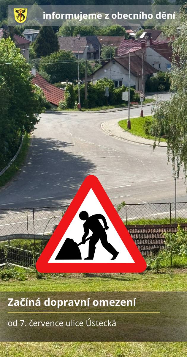 Od 𝟕. 𝐜̌𝐞𝐫𝐯𝐞𝐧𝐜𝐞 bude zahájena první etapa dlouho připravované opravy komunikace ulice Ústecká. Práce budou zahájeny od křižovatky na příjezdu od České Třebové a budou pokračovat po úsek ke Konzumu. V místě stavby počítejte s dopravním omezením. Provoz bude podle situace usměrňován pracovníky stavby nebo světelnou signalizací. Děkujeme všem obyvatelům za trpělivost. Oprava byla záměrně naplánována na období prázdnin, aby omezení zasáhla co nejméně lidí. Pokud nenastanou nepředvídatelné okolnosti, práce potrvají několik týdnů. Další informace o průběhu stavby budeme průběžně zveřejňovat na facebookové stránce obce a v systému Munipolis. O případných změnách autobusové dopravy bude informovat dopravce.   Děkujeme za pochopení a spolupráci.