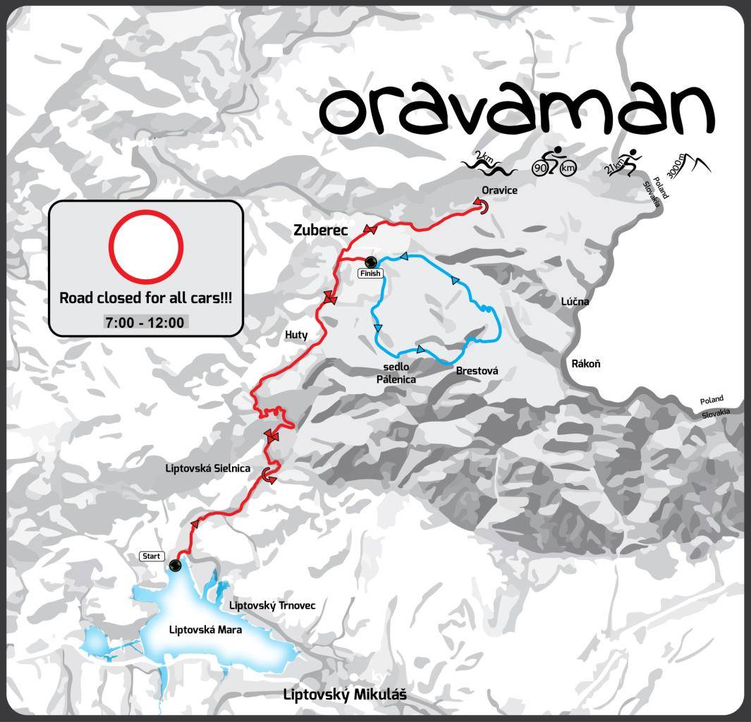 V sobotu 11.7.2026 sa uskutoční 15. ročník medzinárodných triatlonových pretekov Oravaman, ktoré budú zároveň Majstrovstvami sveta v extrémnom triatlone. V tejto súvislosti bude uzavretá cesta druhej triedy č. 584 medzi Zubercom a Liptovskými Matiašovcami a obmedzenie v úseku Oravice-Zuberec