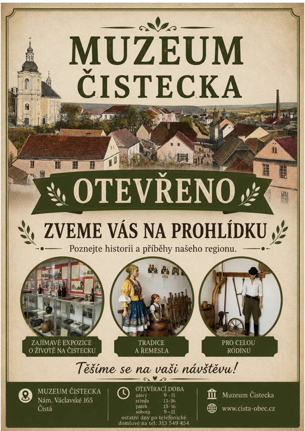 Navštivte naše Muzeum Čistecka i během prázdnin.