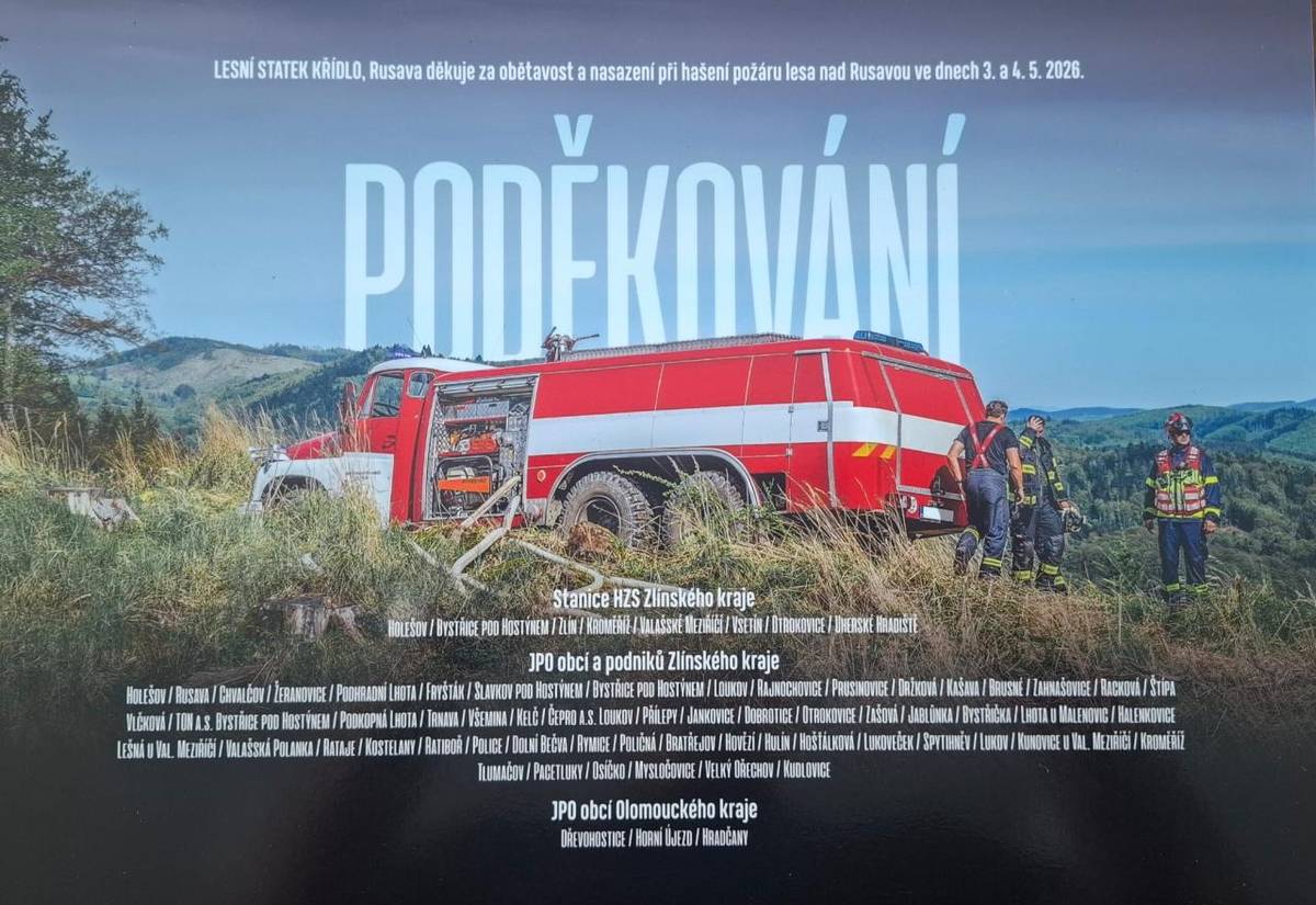 poděkování za zásah na Rusavě