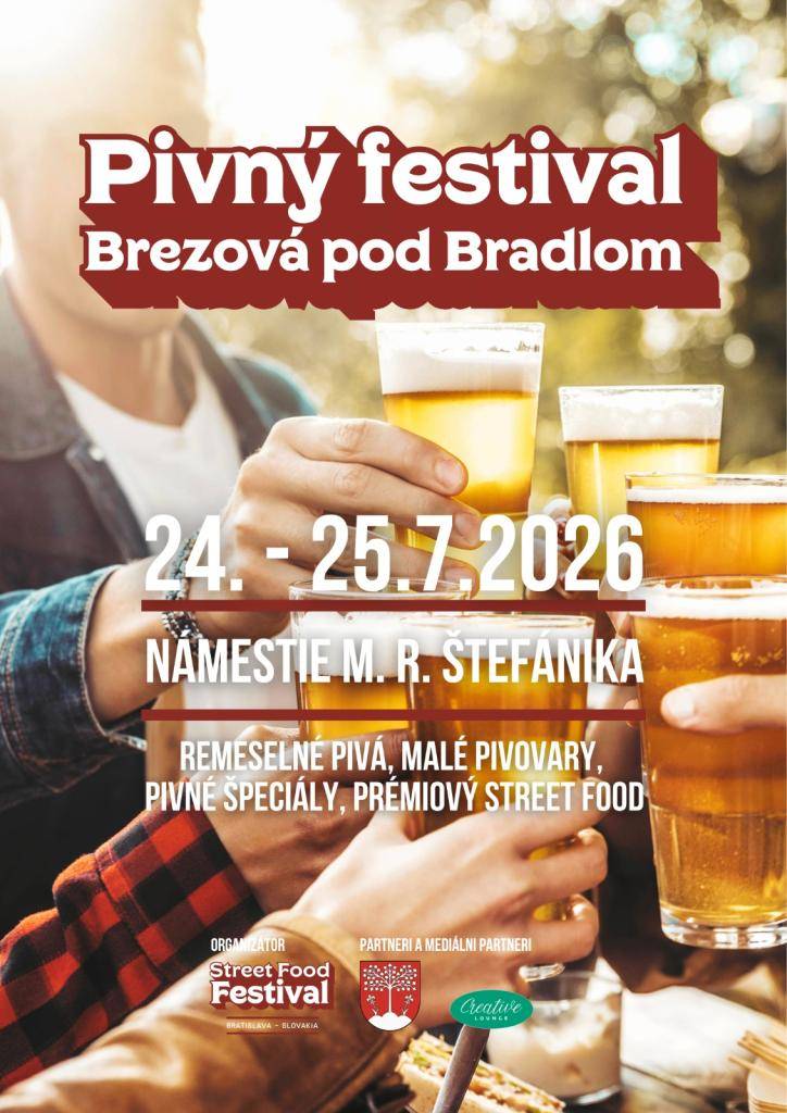 24. - 25. 7. 2026, Námestie gen. M. R. Štefánika.  Remeselné pivá, malé pivovary, pivné špeciály, prémiový Street Food.