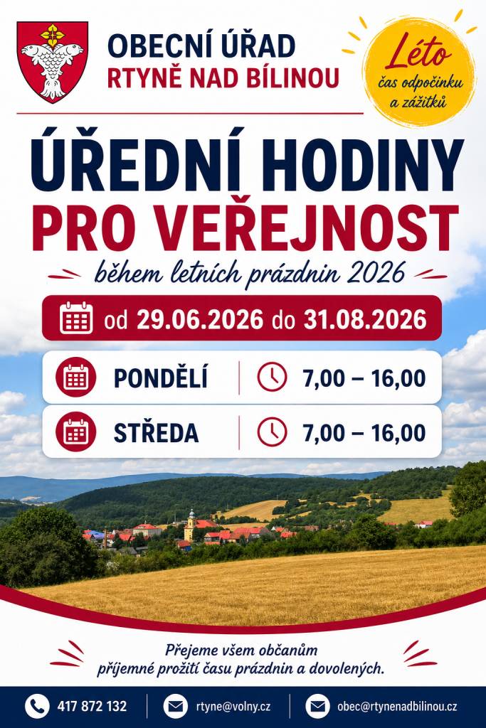 pondělí a středa 7,00 - 16,00