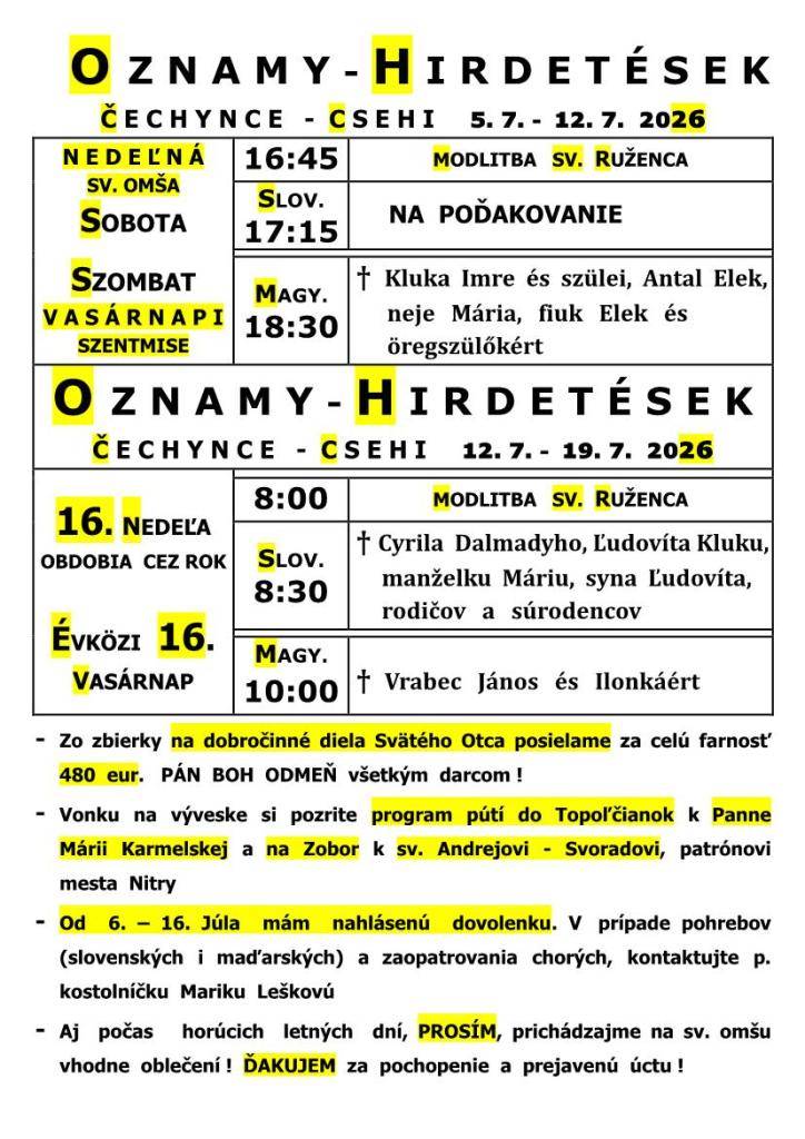 omšový poriadok - miserend