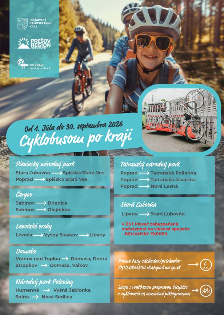 Prešovský samosprávny kraj aj počas tohtoročnej letnej sezóny uľahčí cyklistom objavovanie regiónu. Od 1. júla spúšťa obľúbenú letnú prevádzku regionálnych cyklobusov. Cyklistickí nadšenci sa budú môcť pohodlne odviesť až do...