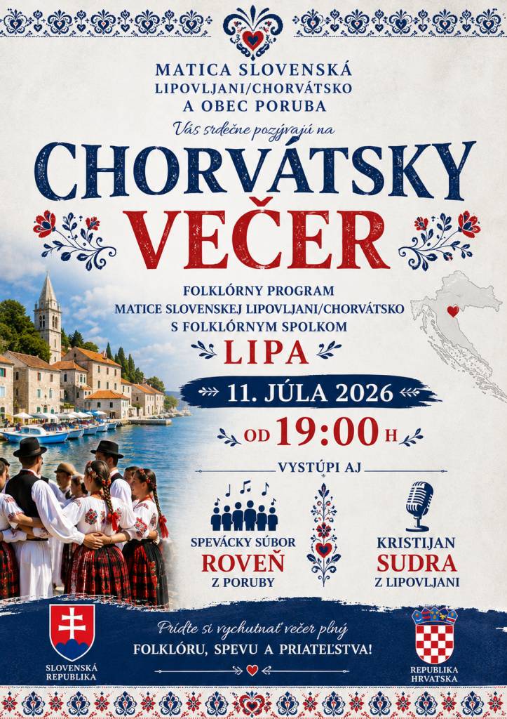 Chorvátsky večer - miesto konania sála kultúrneho domu  - Poruba